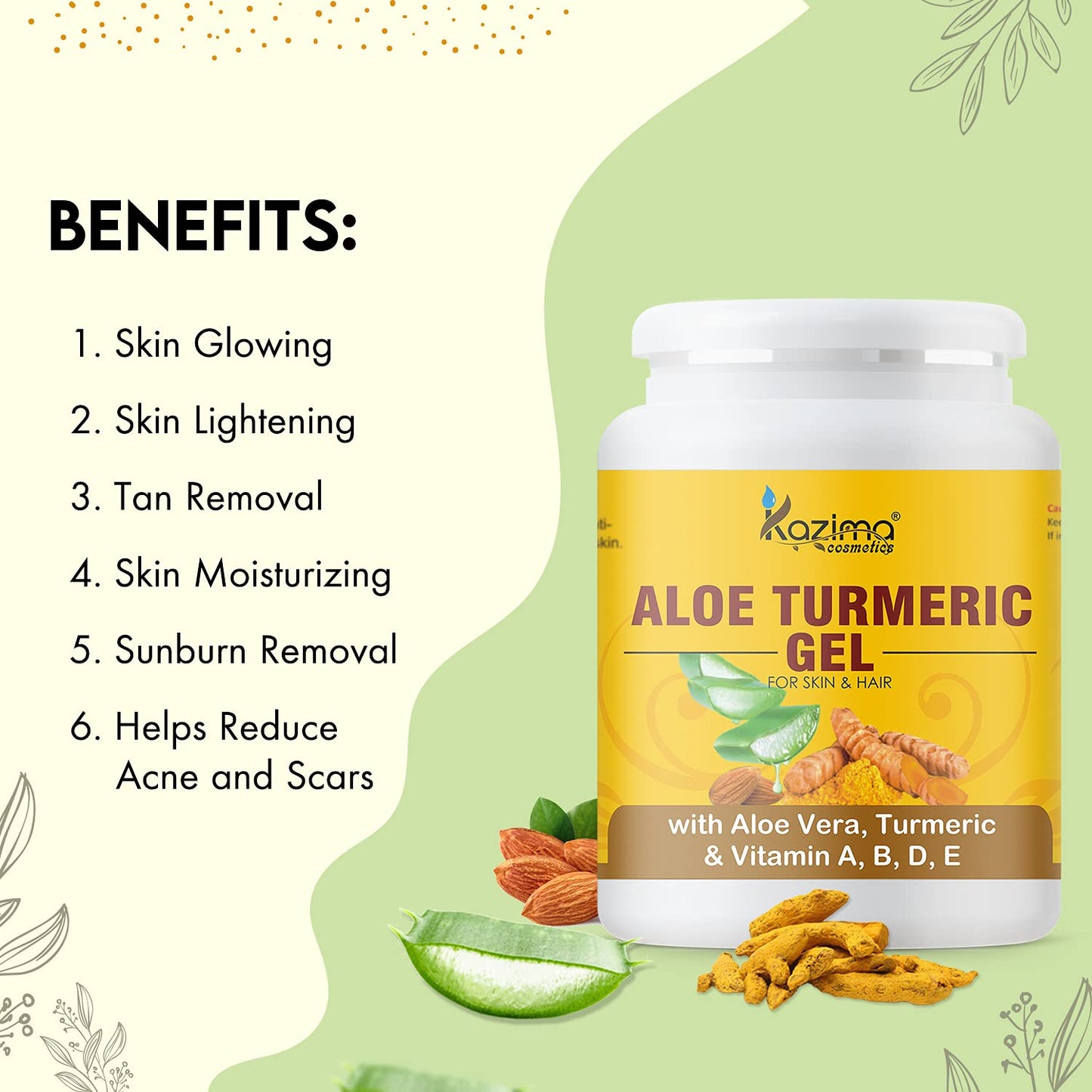 KAZIMA Aloe Turmeric Gel for Face and Body, 1kg