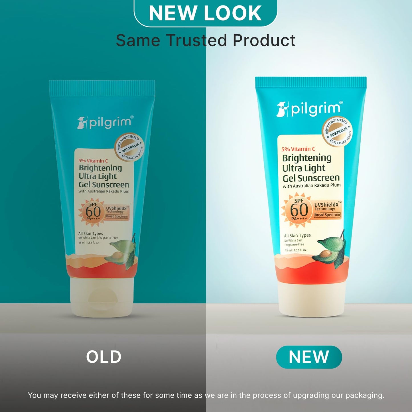Pilgrim 5% Vitamin C Brightening Ultra Light Gel Sunscreen SPF 60 PA++++, 45 ml