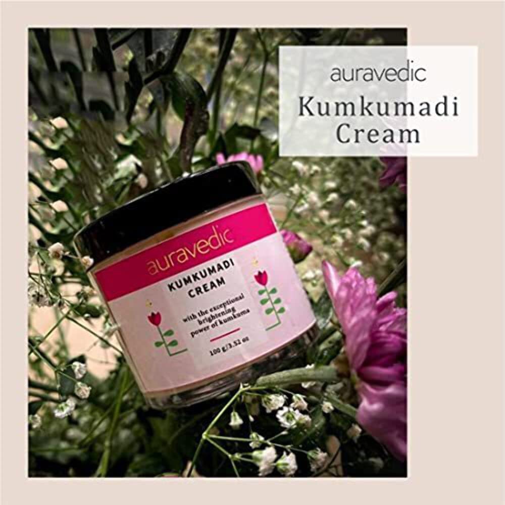Auravedic Kumkumadi Face Cream For Glowing Skin With Kumkumadi Oil For Face 100g Pigmentation Cream Moisturizer For Dark Spots Detan Blemishes