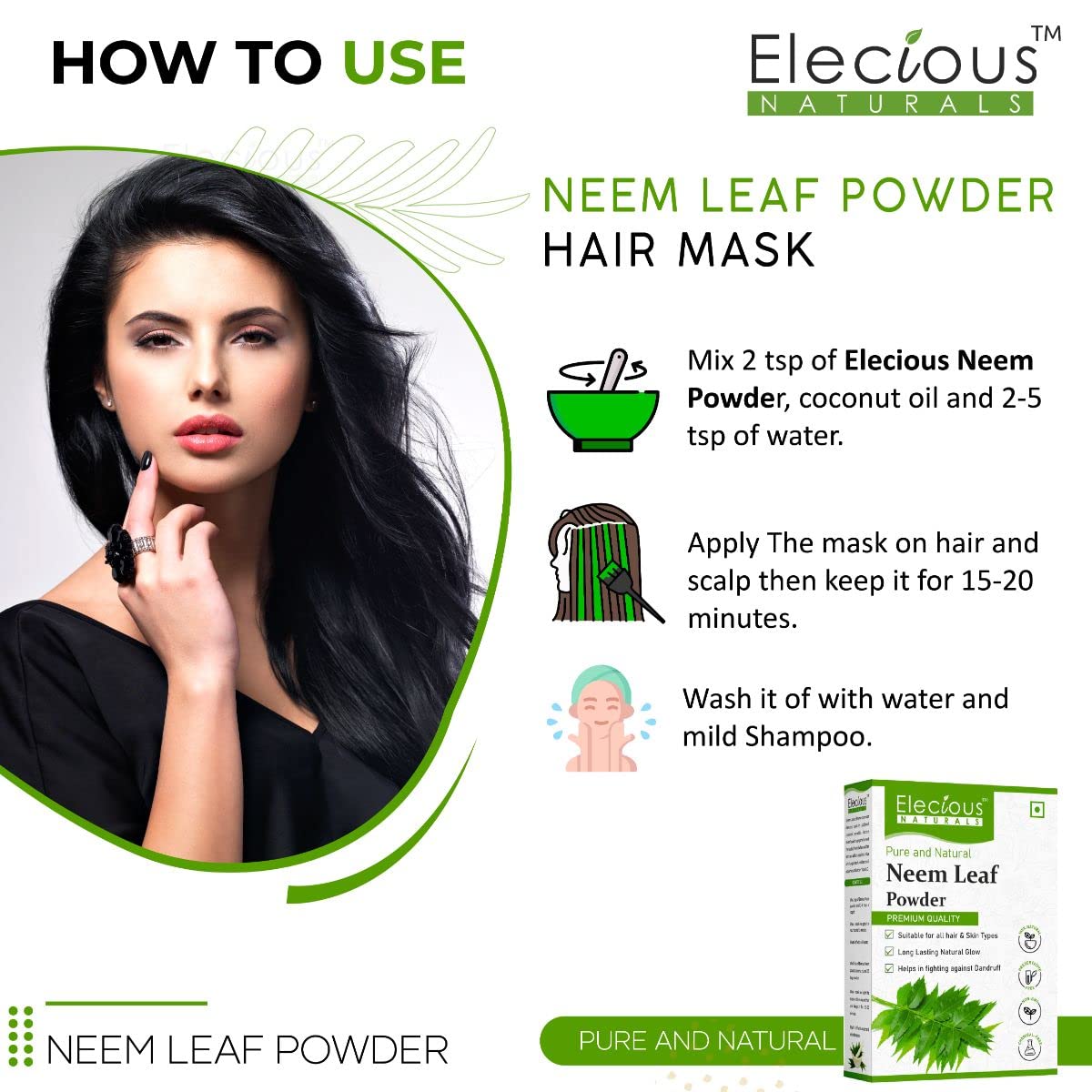 Elecious 100% Neem Powder for Face Pack, 200 gm