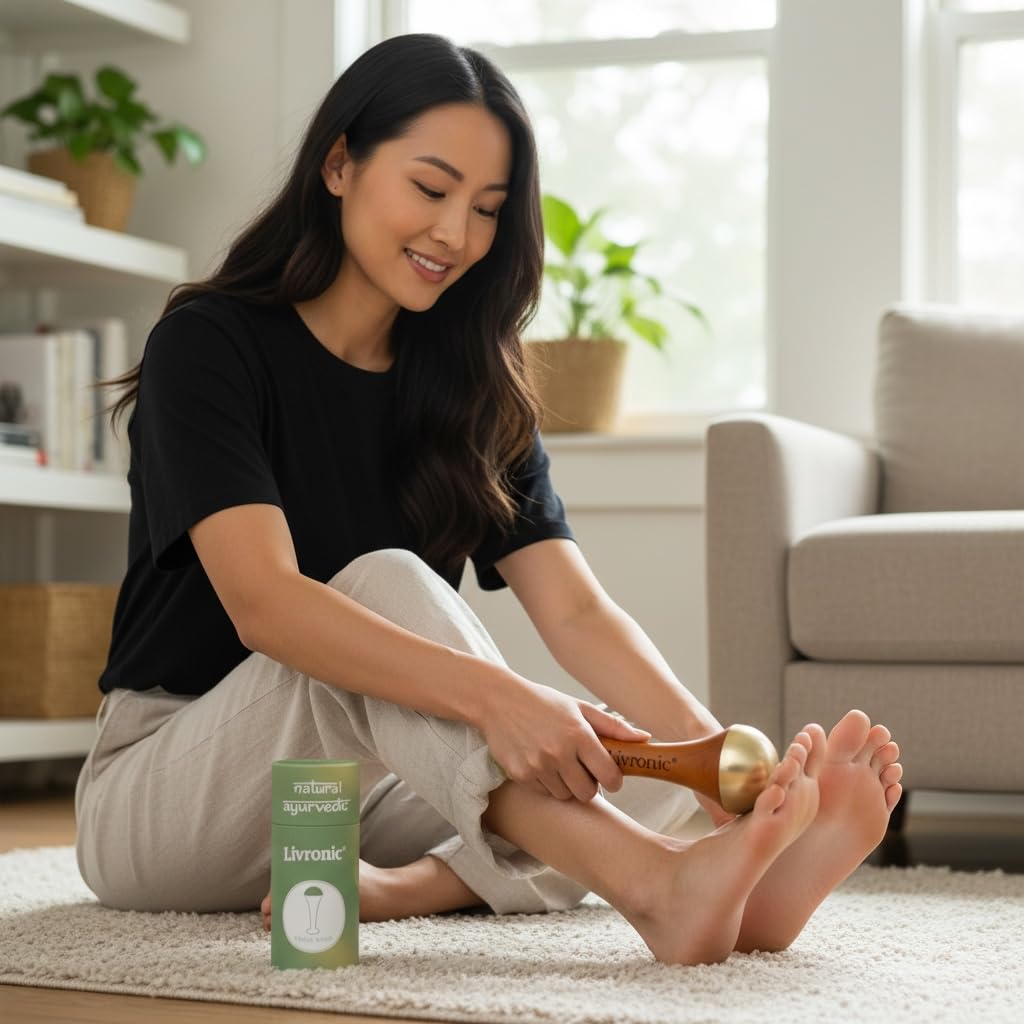 Livronic Face Acupoint Kansa Wand 2-in-1 Natural, Bronze Face, Body & Foot Massager,  (Both Side Kansa Vatki)