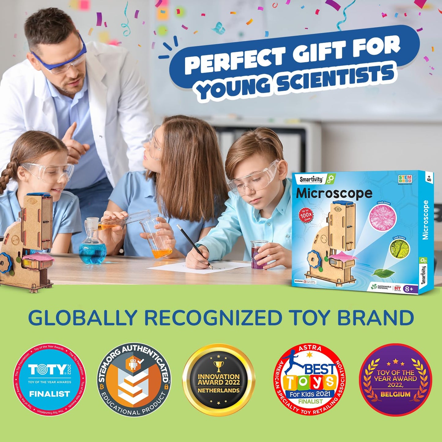 Smartivity Microscope 100x Zoom Toy for Kids Age 8-10-12-14 Years Old