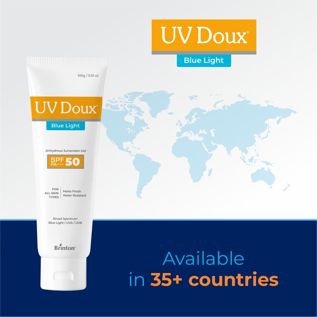 UV Doux Blue Light Tinted Sunscreen Gel SPF 50 PA+++ | For Oily, Acne & Sensitive Skin | 50 g