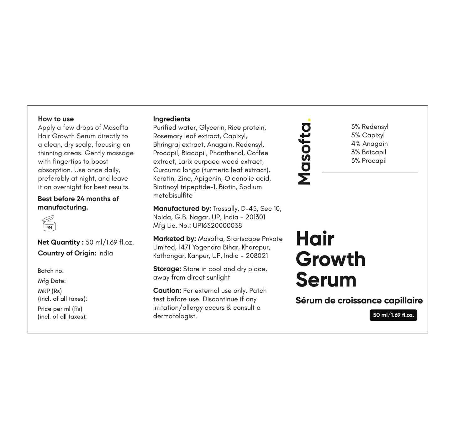 Masofta Hair Growth Serum, 50 ml