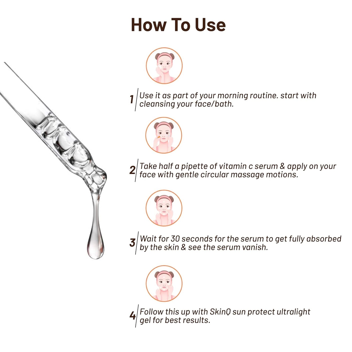 SkinQ 15% Vit C Face Serum for Glowing & Brightening Skin, Helps reduce Pigmentation, Patches, Dark Spots & Tan, 20 ml