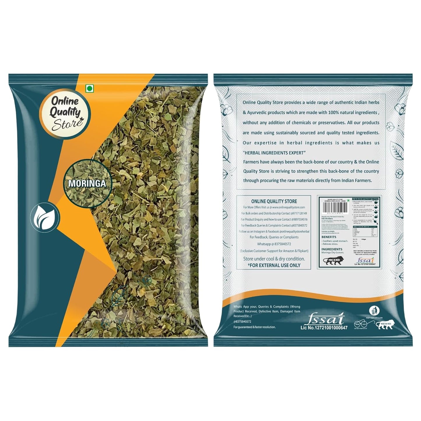 Online Quality Store Moringa Leaves, Dried Drumstick Tree Leaves, 100 gm