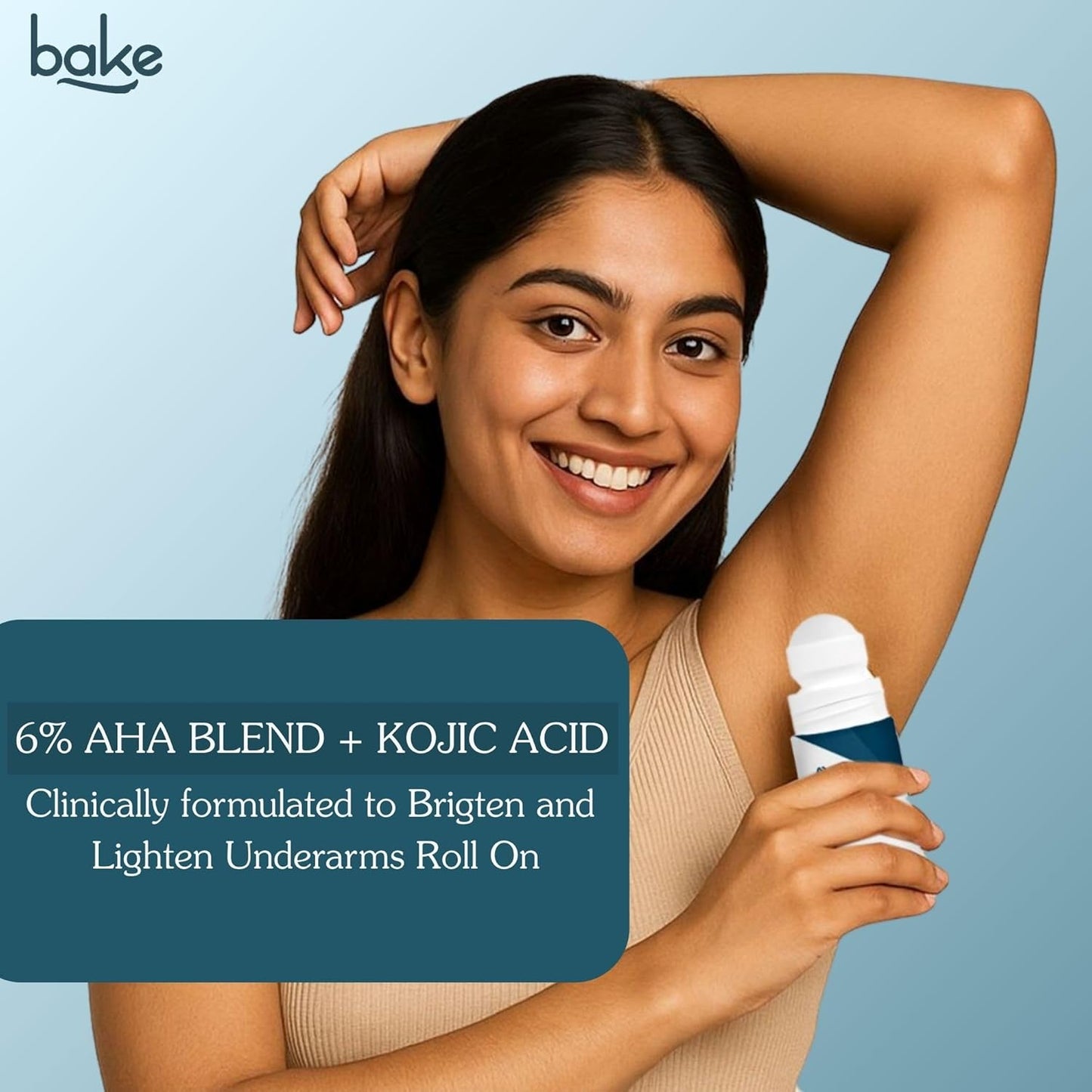 Bake 6% AHA Underarm Roll On with 2% Kojic Acid, 3% Niacinamide, 50 ml