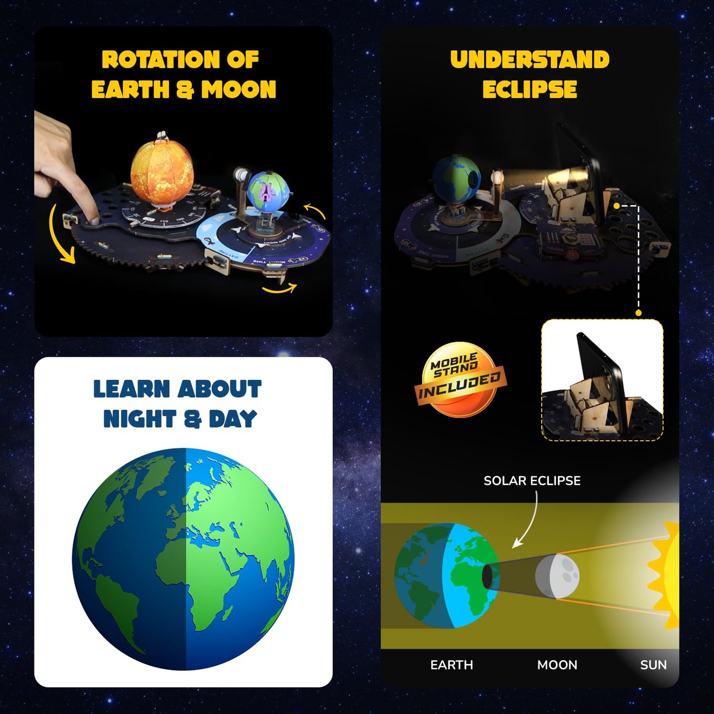 Smartivity Earth-Sun-Moon Space Toy for Kids 8-10-12-14 Years Old | Interactive 3D Model Kit