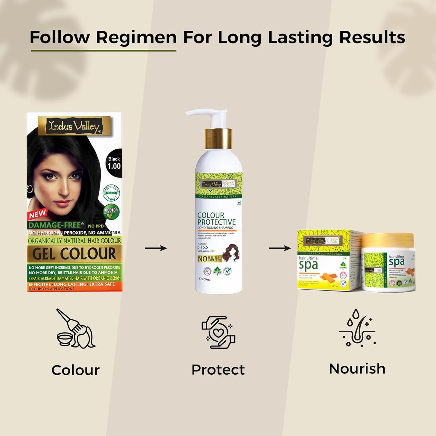 Indus Valley Damage Free Natural Gel Hair Colour for Women, Black 1.00-220 ml