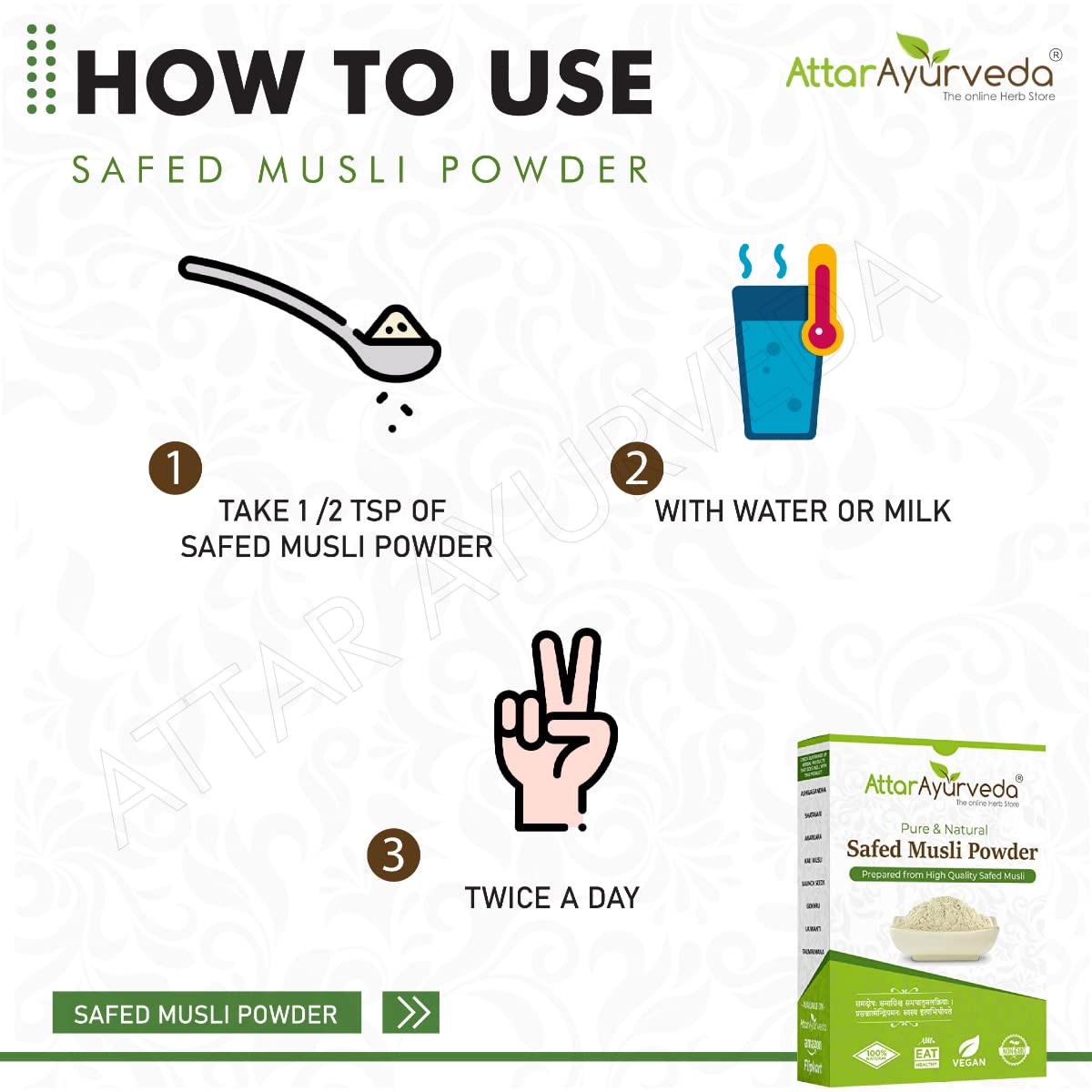 Attar Ayurveda Safed Musli Powder (100 grams) for Stamina and Energy