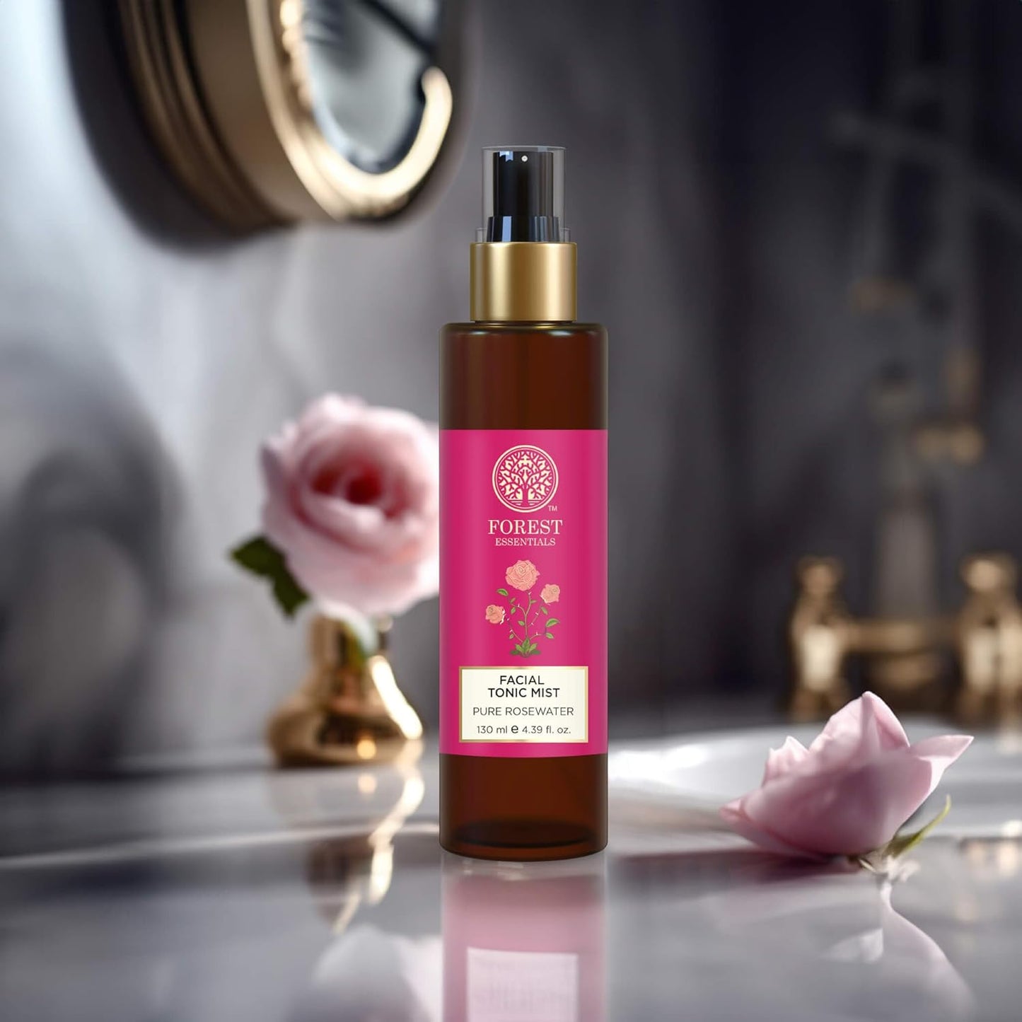 Forest Essentials Facial Tonic Mist with Pure Rosewater, 50 ml, Alchohol Free Toner