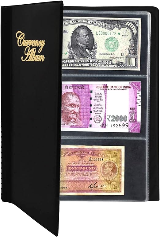 Mahogany Life Currency Note Collection Album with Leather Cover (102 Pockets)