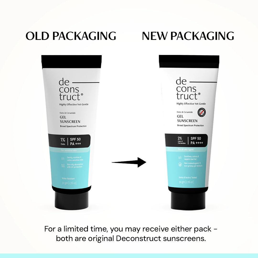 Deconstruct Oats & Ceramide Gel Sunscreen SPF 50 PA++++ , 50 gm