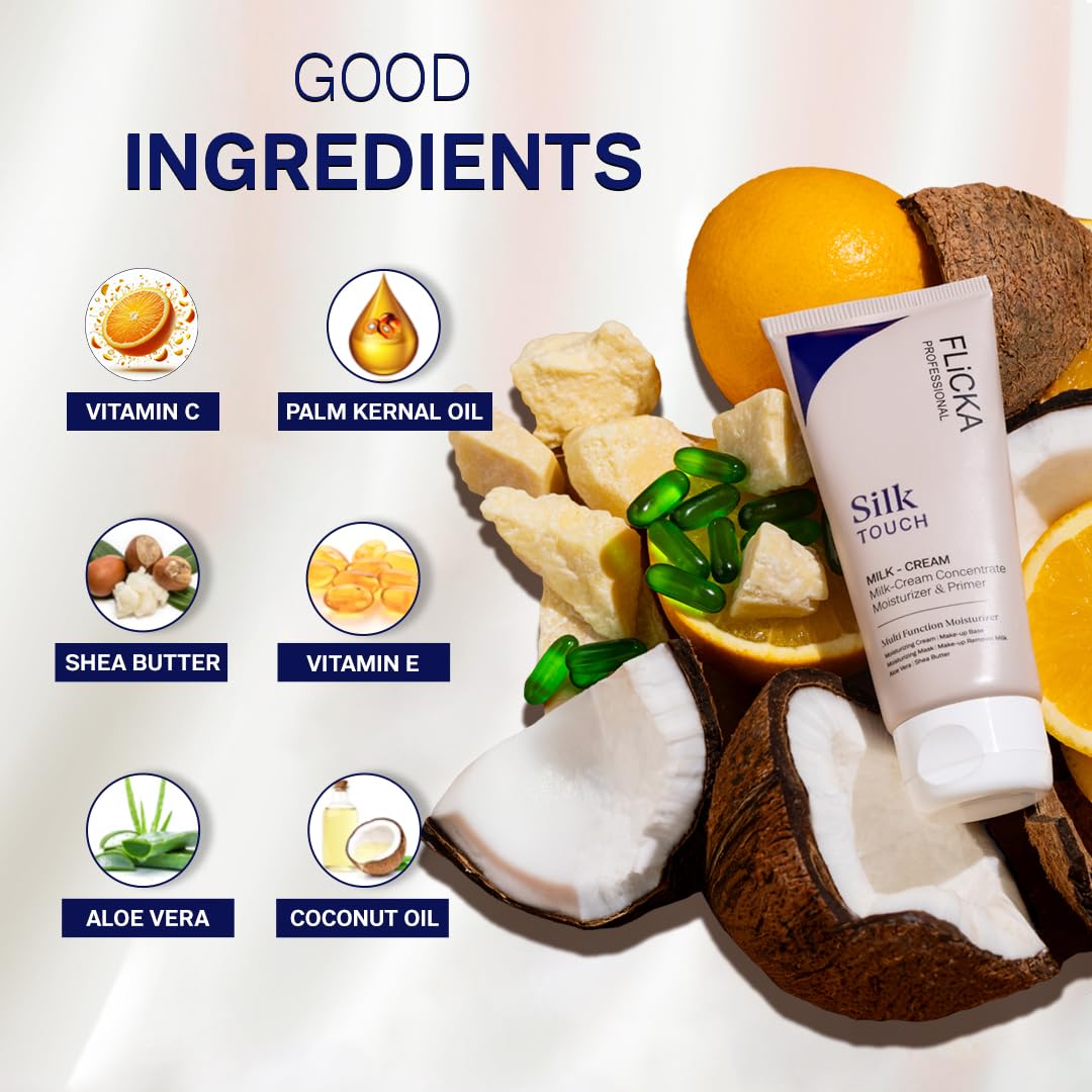 FLiCKA Silk Touch 3 in 1 Moisturizer and Primer for Face, Hydrating, Lightweight, Long-Lasting, Pore Minimizer, 60 gm