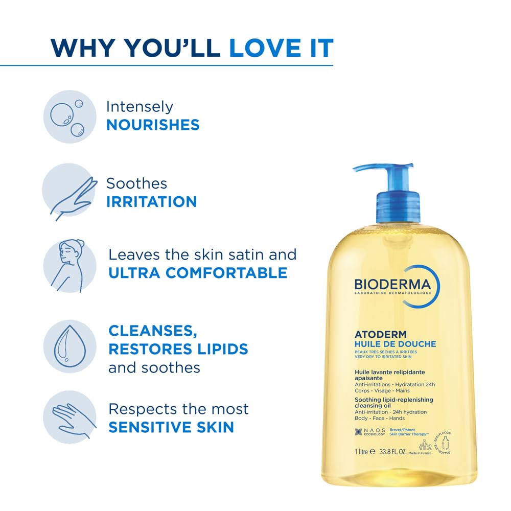 Bioderma Atoderm Huile de douche Anti-iritation Cleaning Oil, 1000 ml