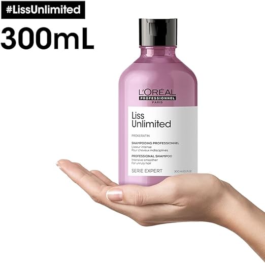 L'Oréal Professionnel | Liss Unlimited Shampoo| Provides Long-Lasting Frizz & Humidity Protection| With Prokeratin | Moisturizing & Smoothing | For Frizzy & Textured Hair Types | 300ml