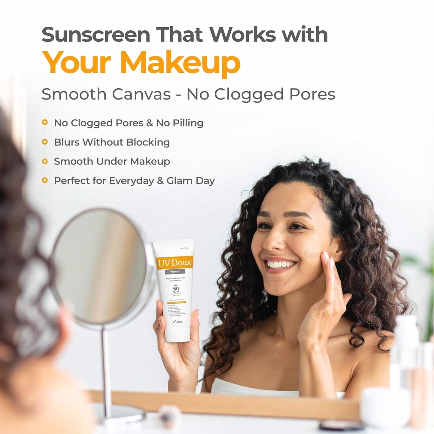 UV Doux Tinted Mineral Sunscreen SPF 50 PA+++ | No White Cast | Zinc & Iron Oxide | Water Resistant | Benzene-Free | Universal Tint for Sensitive Skin | Broad Spectrum 100% Mineral | Safe for Kids 3+ | 50 g