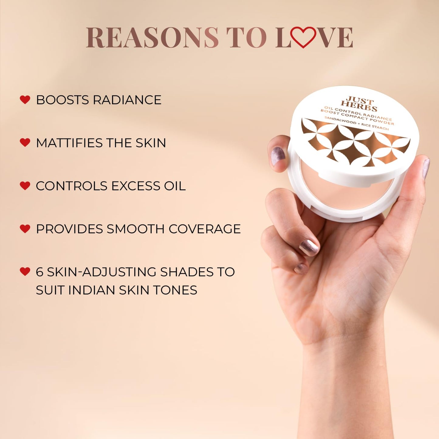 Just Herbs Oil Control Radiance Booster Age Defying Compact Powder 9 gm