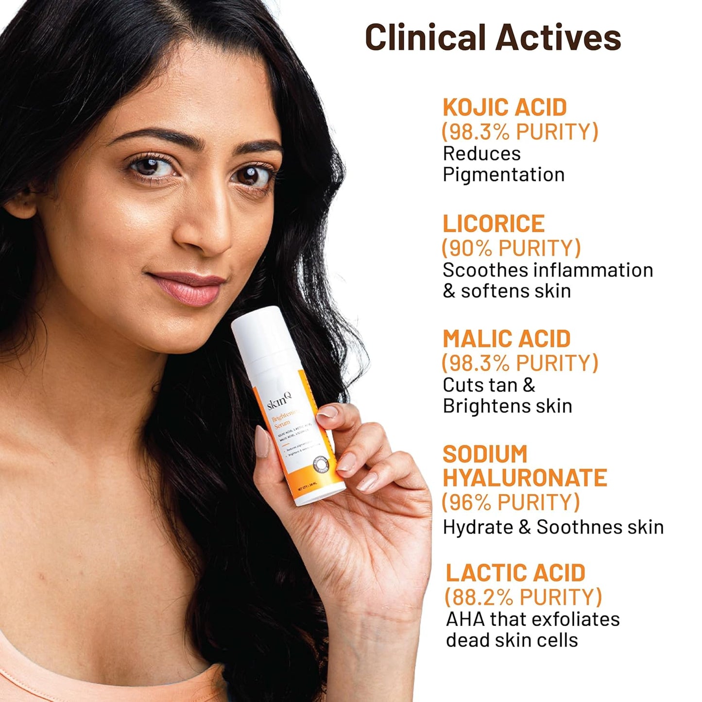 SkinQ Brightening Serum, Licorice & Lactic Acid, Face Elixir for Tan, Pigmentation & Dark Spots, 30 ml