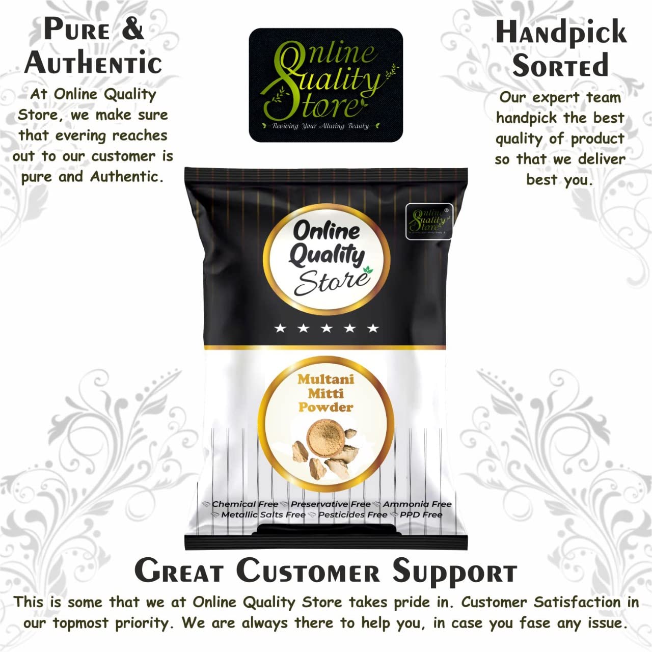 Online Quality Store herbal powder combo for hair and face -100g |Natural Multani Mitti powder for Face Pack