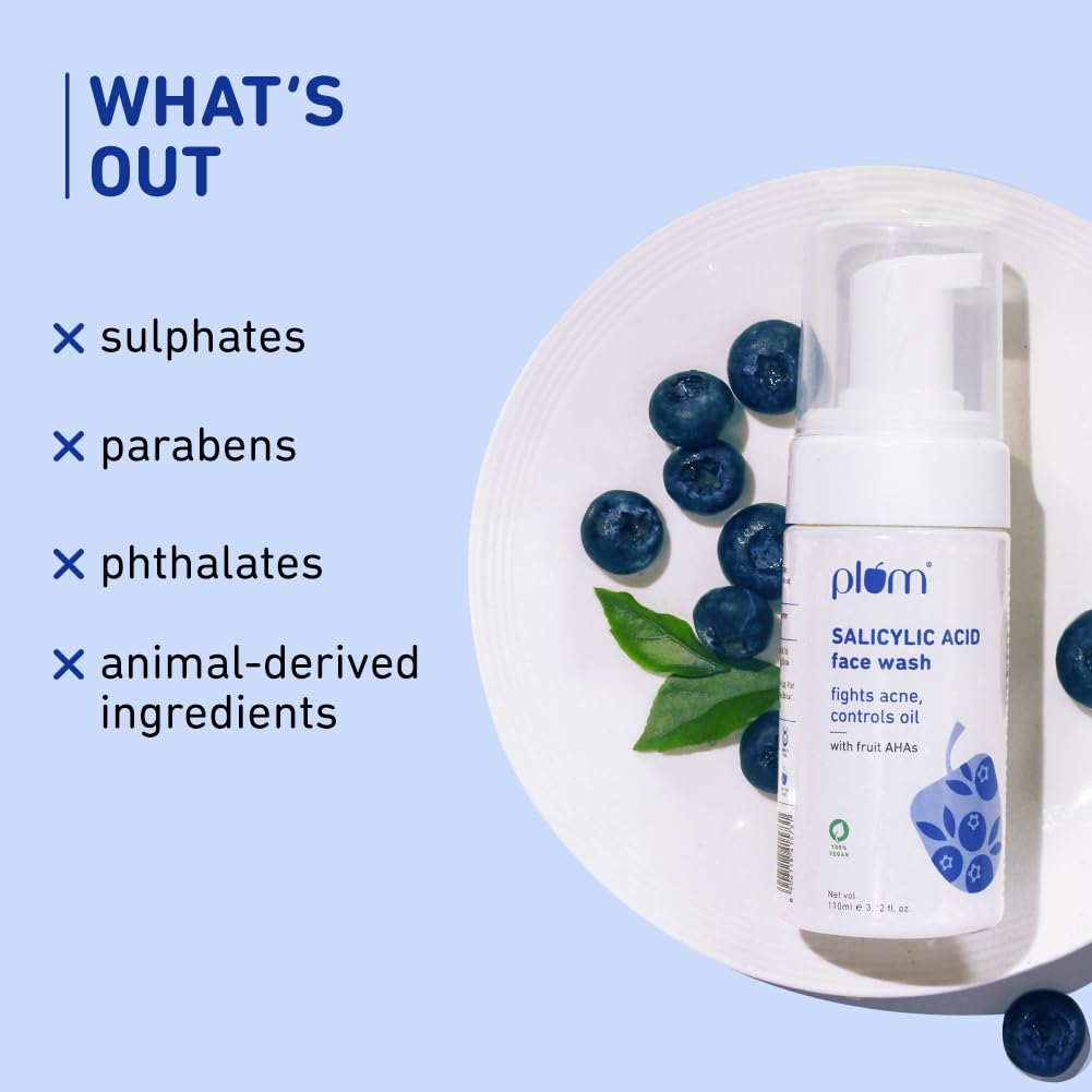 Plum 1% Encapsulated Salicylic Acid Foaming Face Wash | Fights Active Acne, Blackheads & Breakouts, 110 ml