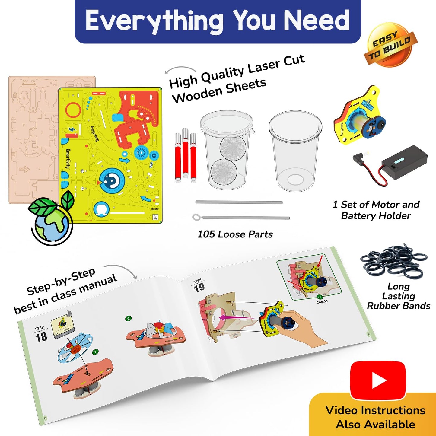 Smartivity 10-in-1 Motor-Powered Gadgets Kit for Kids Ages 6 to 12 Years Old | Build 10+ Cool Electronics Projects