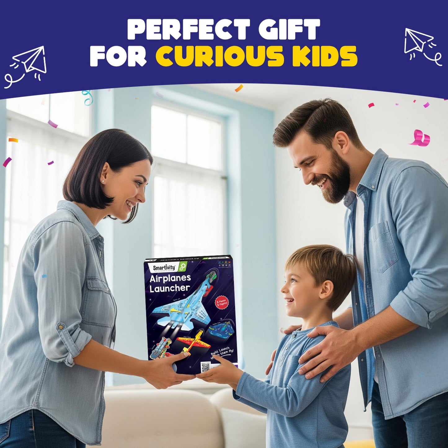 Smartivity 3in1 Airplanes Launcher Toy for Kids 6-12 | Build & Launch 3 Planes – Fighter Jet, Glider, Stealth