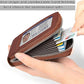 Storite PU Leather 9 Slot Vertical Card Holder Money Wallet Zipper Coin Purse for Men Women -Light Brown,