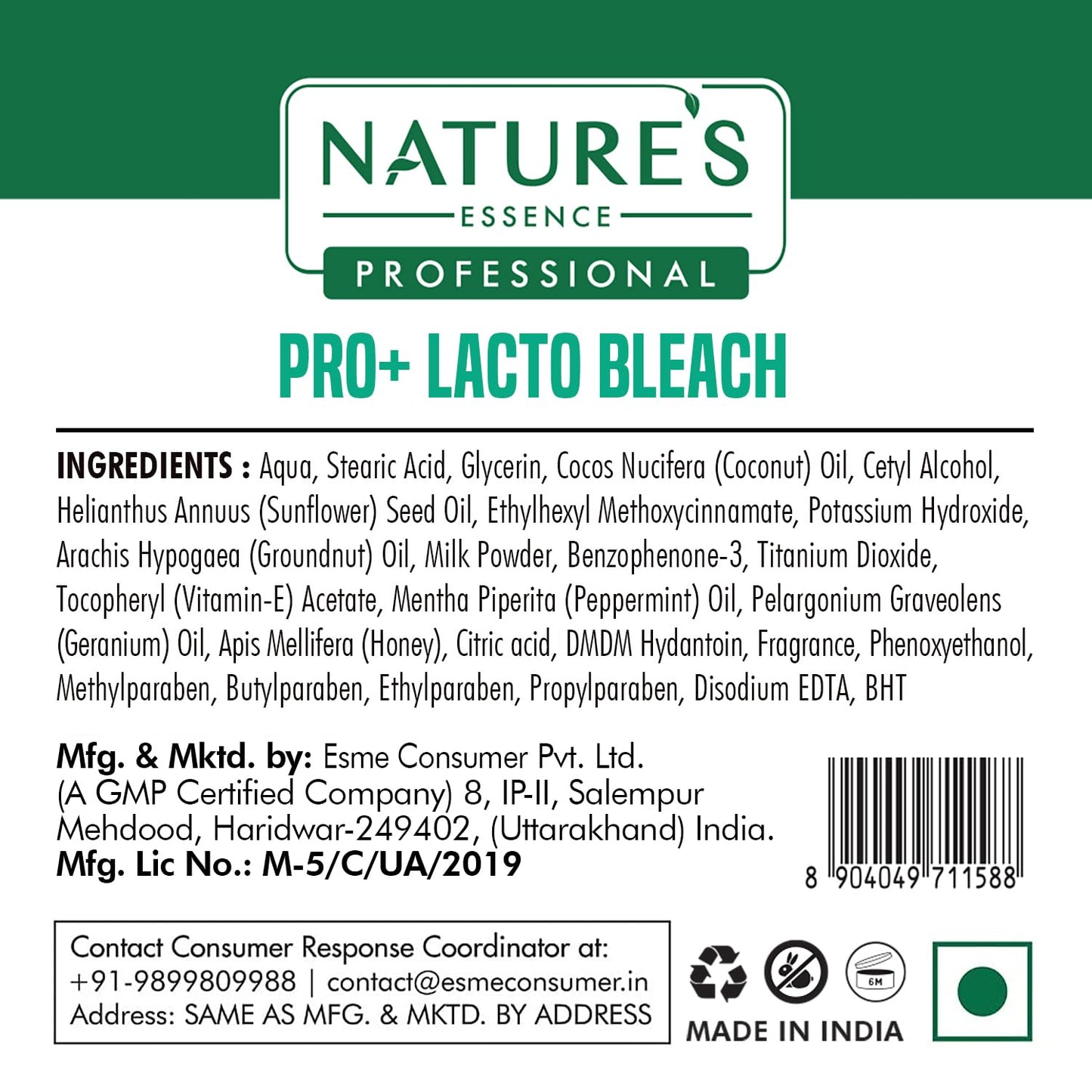 Lacto bleach 100 g - Natural Milk bleach without activator for Tan Removal- Natures Essence