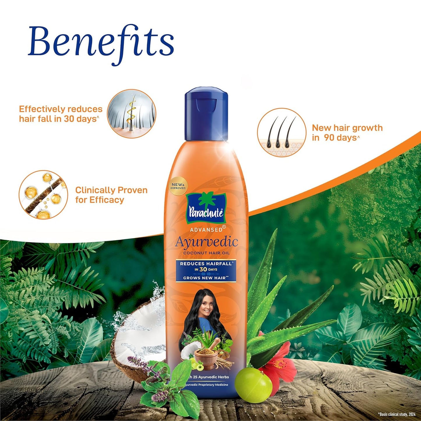 Parachute Advansed Ayurvedic Coconut Hair Oil ,25 Ayurvedic Herbs Like Amla, Neem, Bhringraj, Brahmi, Methi, 300 ml Pack of 2