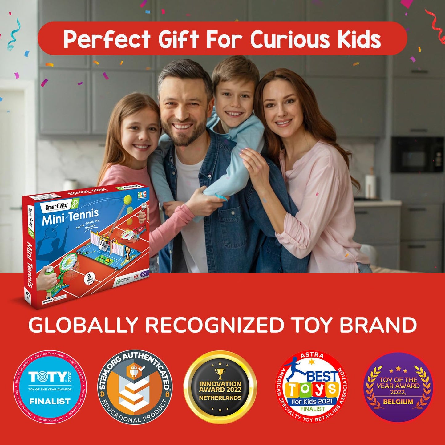 Smartivity Tabletop Tennis Game Kit for Kids 6 to 12, 2-Player STEM Toy with Mechanical Rackets & Scoreboard