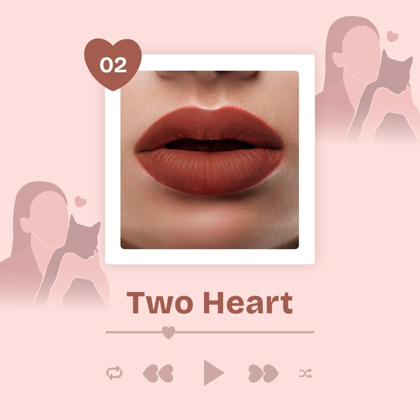 MARS Love Track Velvet Lip Tint (2.8ml) (TWO HEART) | Velvet Matte Finish | Non-Sticky & Lightweight | Highly Pigmented | Comfortable Wear | 6 Flattering Shades