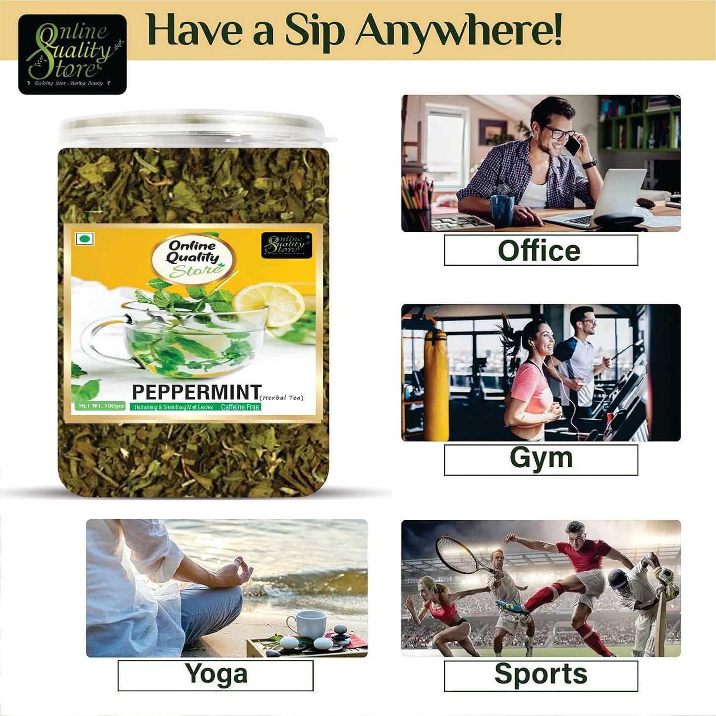 Online Quality Store Peppermint Tea, 100gm Loose Leaf | Peppermint Leaves Herbal Green Tea for Boost Immunity