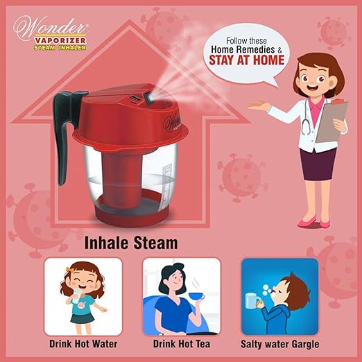 WONDER Steam Inhaler Professional Plastic Vaporizer, Red