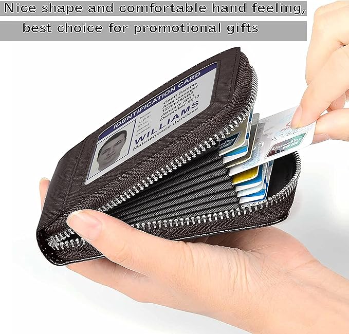 Storite 9 Slot Vertical PU Leather Credit Debit Card Holder Money Wallet Zipper Coin Purse -Chocolate Brown