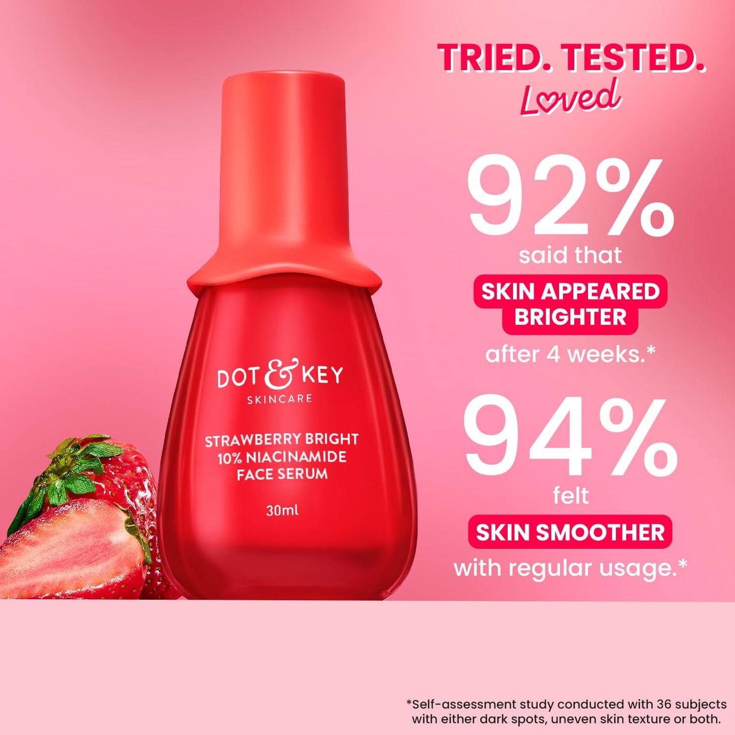 Dot & Key 10% Niacinamide + Strawberry Face Serum with Vitamin B12 & Hyaluronic Acid, 30 ml