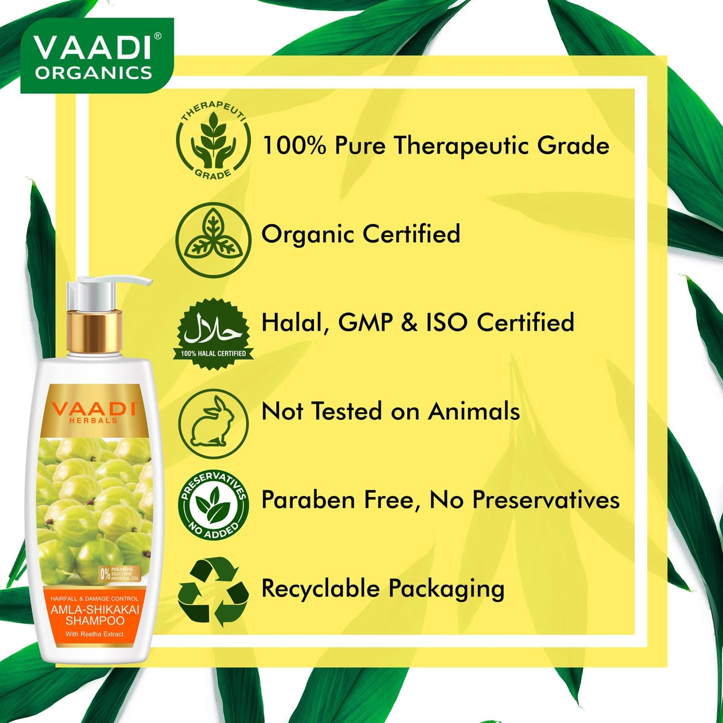 Vaadi Herbals Hairfall And Damage Control Amla Shikakai Shampoo, 350 ml