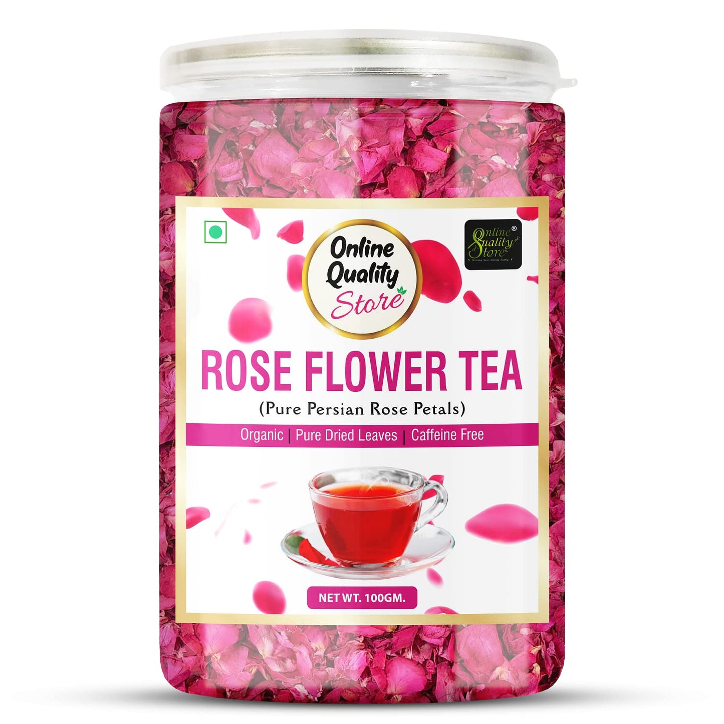 Online Quality Store Natural Hibiscus Flower Tea, Rose Flower Combo- 200 gm (100 gm x 2 Pack)