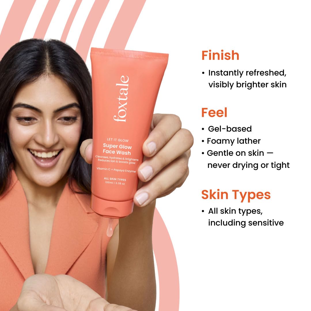 Foxtale Vitamin C Super Glow Face Wash with Papaya enzyme , 100 ml