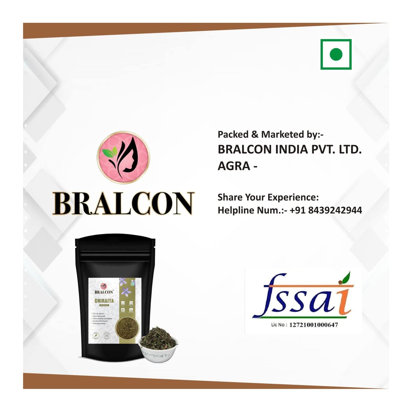 Bralcon Chirata, 100 gm, Fresh & Natural Chirayta