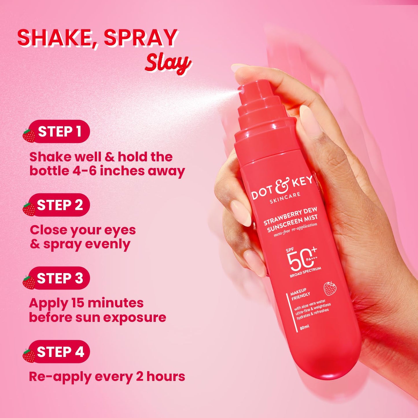 Dot & Key Strawberry + Niacinamide Sunscreen Mist SPF 50+ PA+++,80 ml