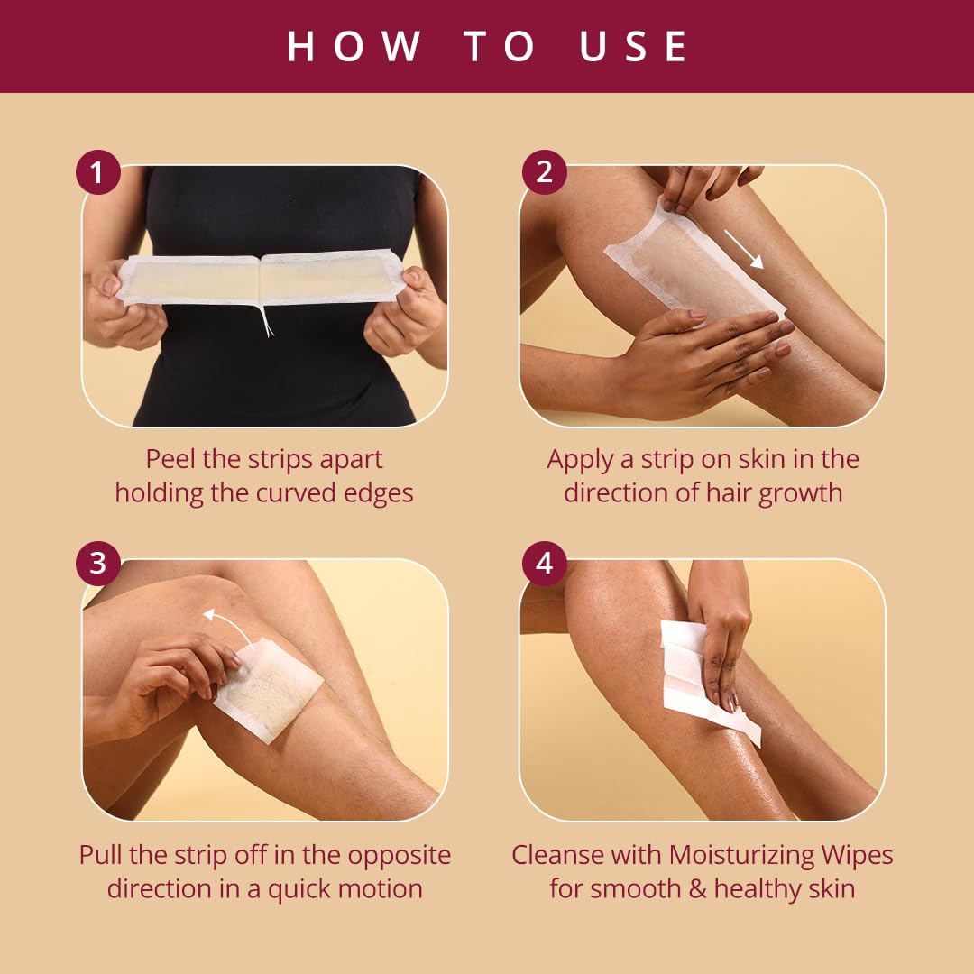 Carmesi Deep Nourish Body Wax Strips, 20 Wax Strips & 4 Post-Wax Wipes Pack of 2
