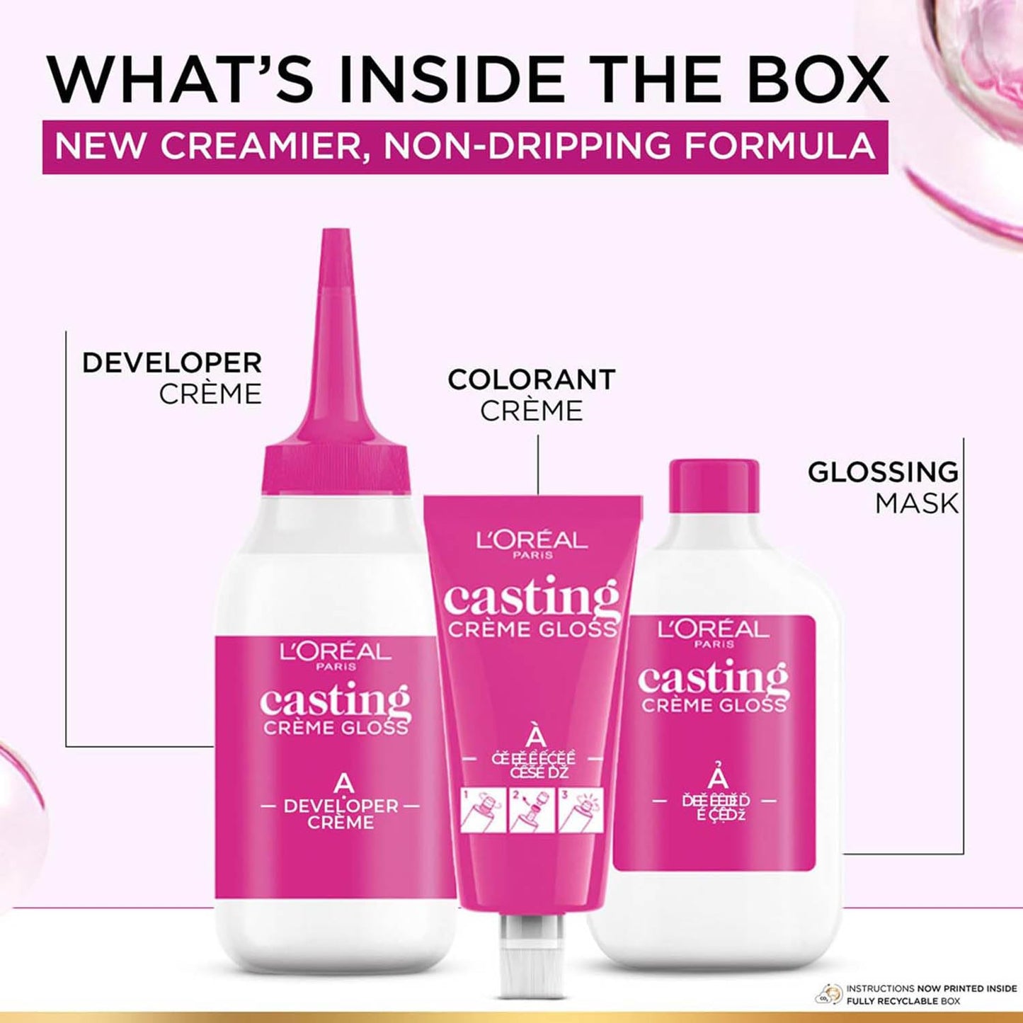 Loreal Paris Casting Crème Gloss Hair Color With Glycolic Gloss Complex, Shade 300 - Darkest Brown, 60 gm + 40 ml + 60 gm