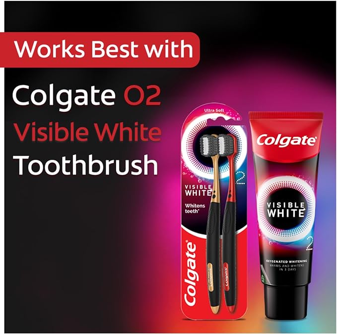 Colgate Visible White O2, Teeth Whitening Toothpaste, Aromatic Mint, 25g, Active Oxygen Technology, Enamel Safe Teeth Whitening Product