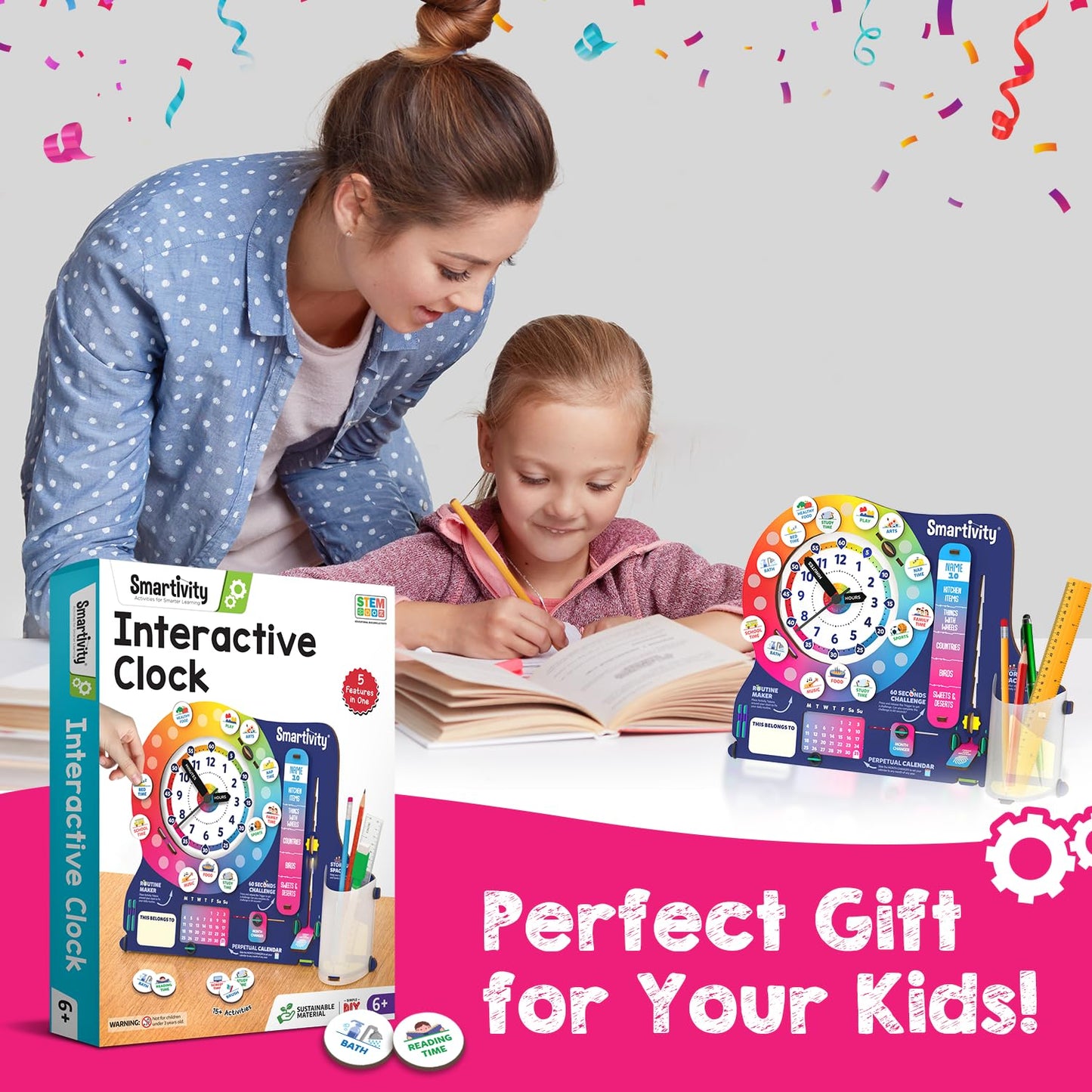 Smartivity DIY Interactive Clock With Stationary Organiser For Kids Ages 6-12|Features An Infinity Calendar