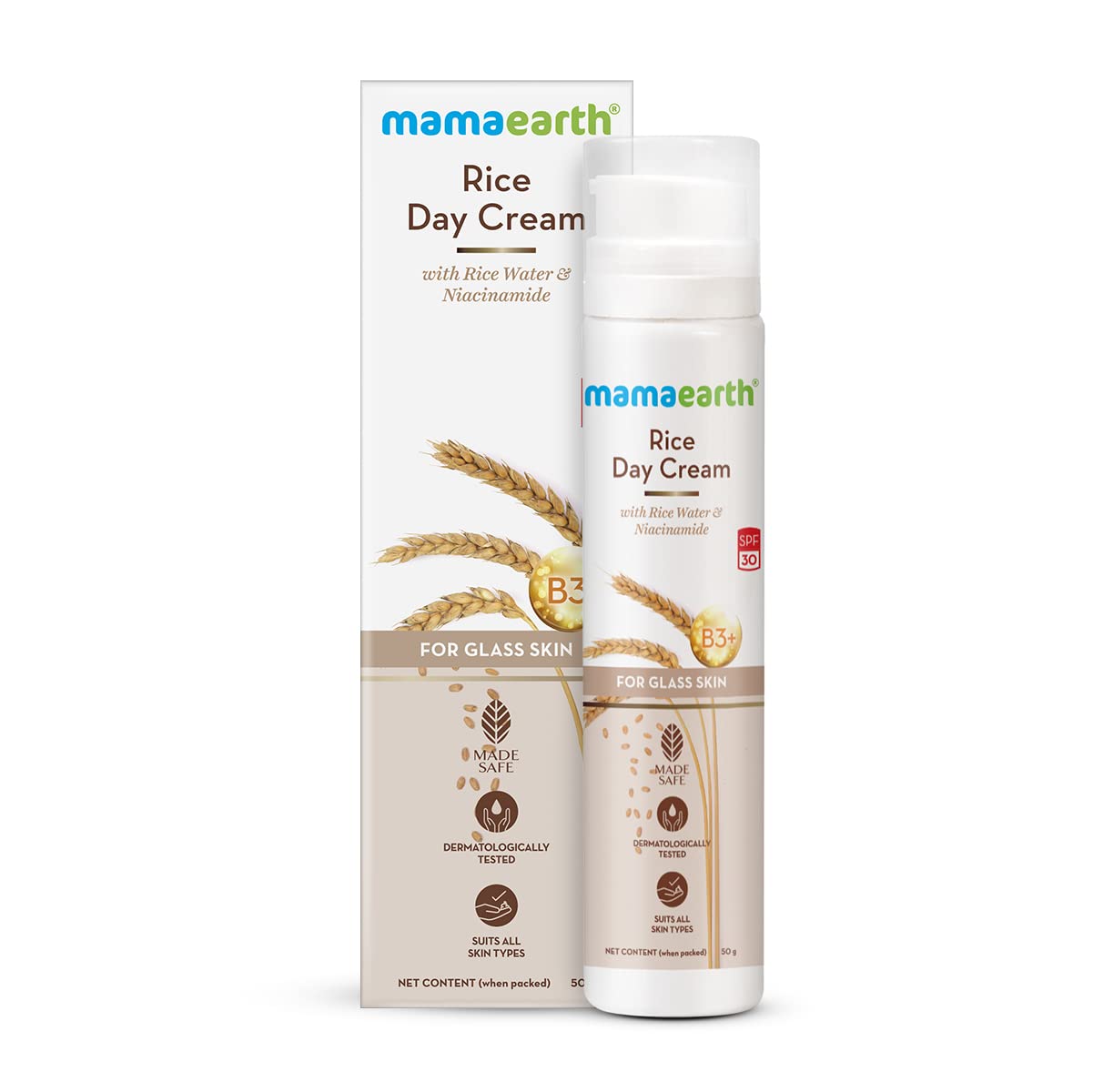 Mamaearth Rice Day Cream for daily use, With Rice Water & Niacinamide for Glass Skin - 50 g