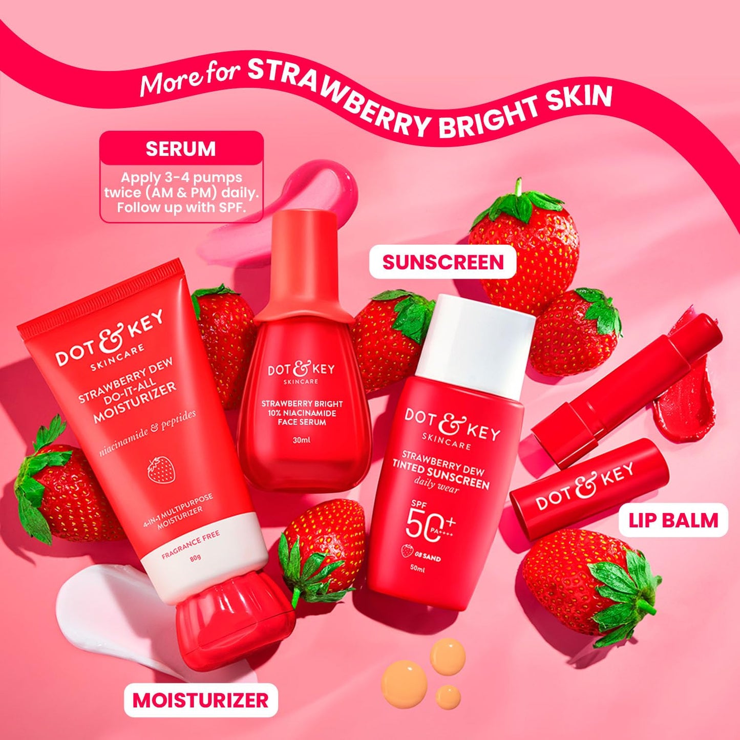 Dot & Key 10% Niacinamide + Strawberry Face Serum with Vitamin B12 & Hyaluronic Acid, 30 ml