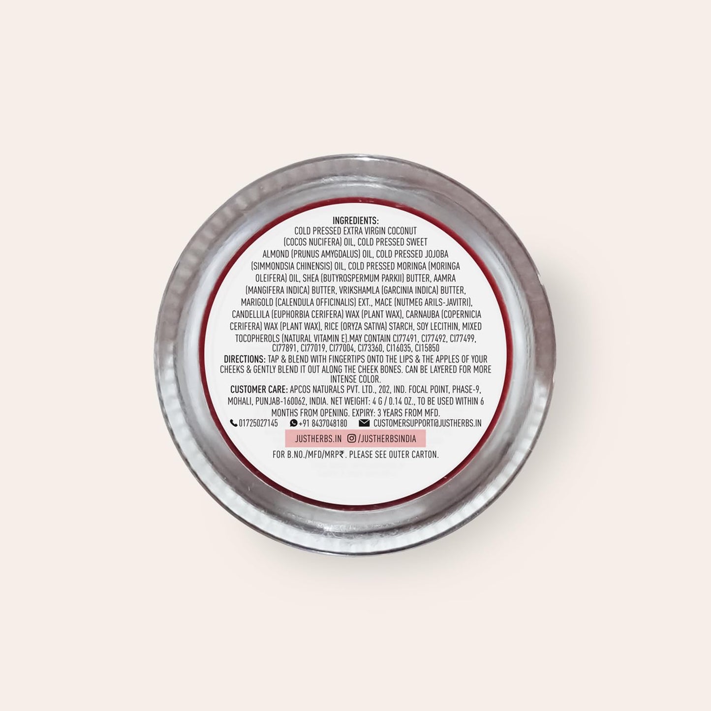 Just Herbs Ayurvedic, Natural Lip & Cheek Tint