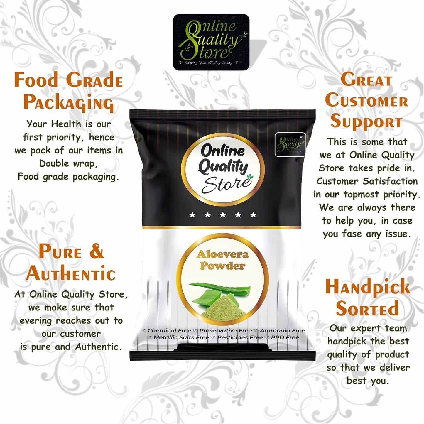 Online Quality Store Herbal Powder Combo (Aloe Vera)-100g |aloe vera powder for hair face |hair straightener |natural hair pack powder