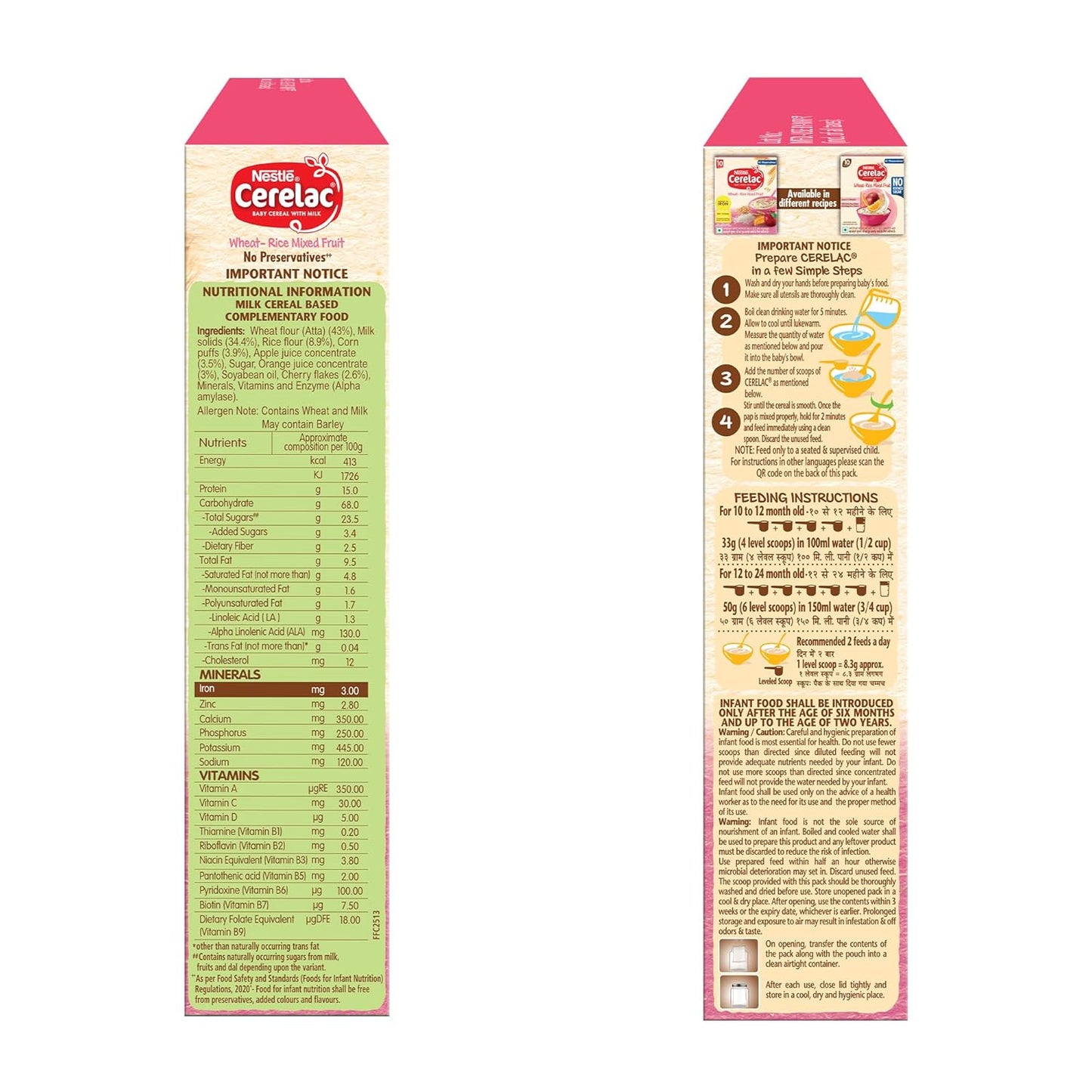 Nestle Cerelac Baby Food Cereal, Wheat Rice Mixed Fruit for 10 to 24 Months Baby, Source of Iron & Protein for Babies, 300 gm